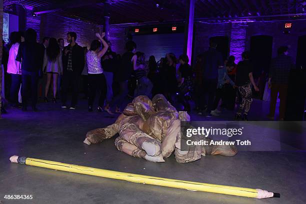 Performance by Molly Lowe during the Recess Art Space 5th Anniversary at Pioneer Works Center for Arts & Innovation on April 23, 2014 in the Brooklyn...