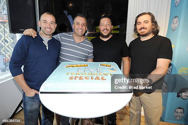 James "Murr" Murray, Joseph "Joe" Gatto, Salvatore "Sal" Vulcano, and Brian "Q" Quinn attend the Impractical Jokers 100th Episode Live Punishment...