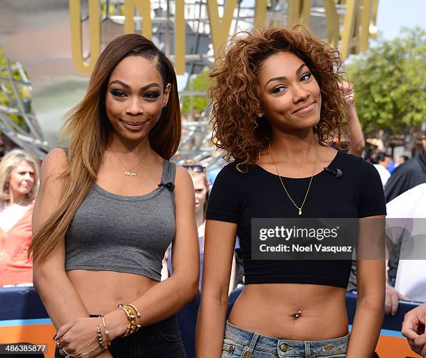 Shayne Murphy and Bria Murphy visit "Extra" at Universal Studios Hollywood on April 23, 2014 in Universal City, California.