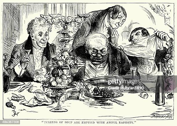 charles dickens - sketches by boz - british food stock illustrations