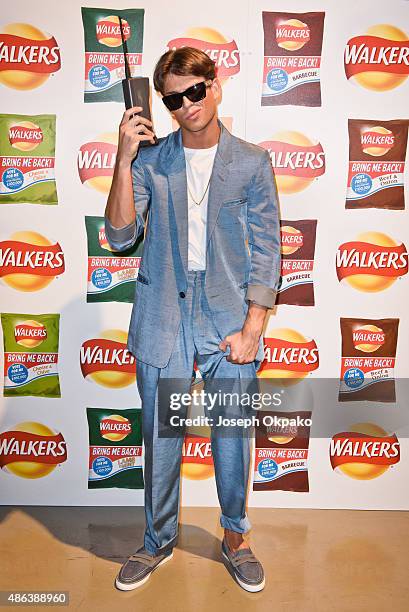 Joey Essex attends the launch of Walkers Bring It Back Campaign at Vinopolis on September 3, 2015 in London, England.