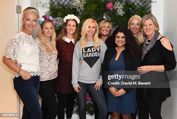 Tamara Beckworth, Astrid Harbord, Chloe Delevingne, Jenny Halpern Prince, Mika Simmons, Guest, Clare Beckworth and Guest attend the Lady Garden x...