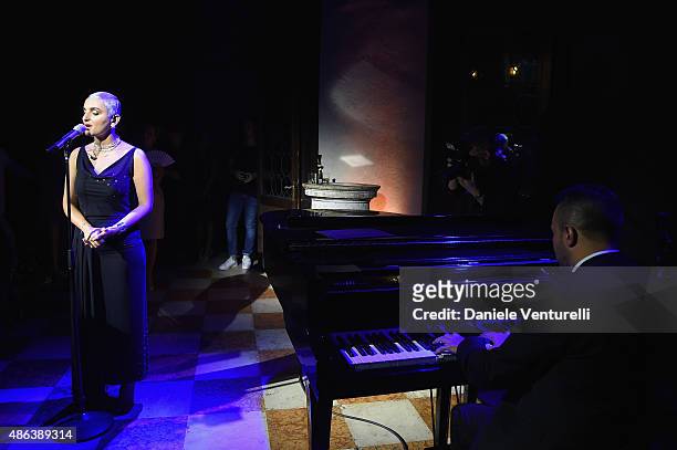 Arisa performs the Lampoon Gala during the 72nd Venice Film Festival at Palazzo Pisani Moretta on September 3, 2015 in Venice, Italy.
