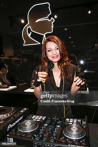 Cosma Shiva Hagen alias Djane Cosmic Sista attends the Karl Lagerfeld Men's Store Opening on September 03, 2015 in Berlin, Germany.