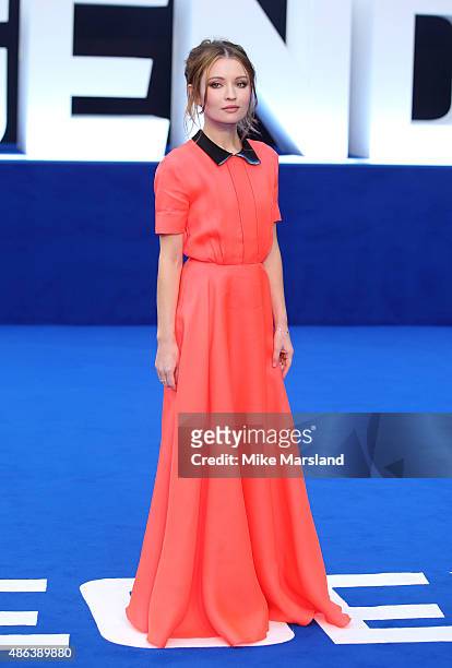 Emily Browning attends the UK Premiere of "Legend" at Odeon Leicester Square on September 3, 2015 in London, England.