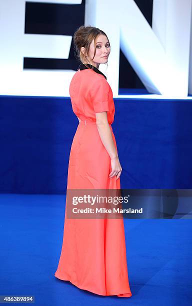 Emily Browning attends the UK Premiere of "Legend" at Odeon Leicester Square on September 3, 2015 in London, England.