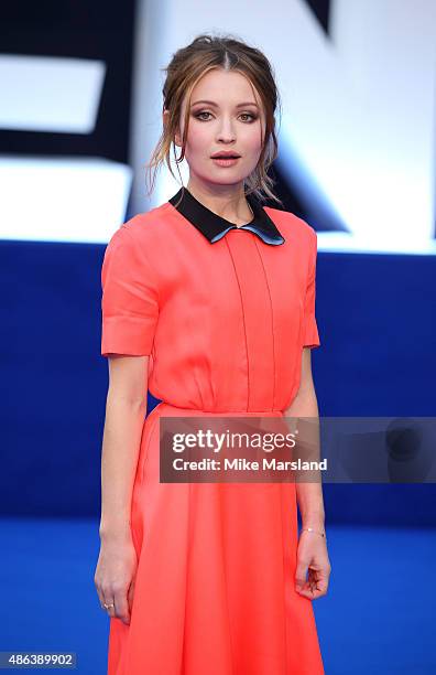 Emily Browning attends the UK Premiere of "Legend" at Odeon Leicester Square on September 3, 2015 in London, England.