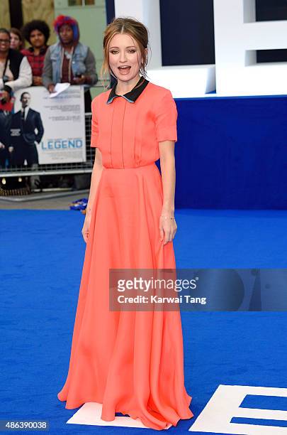 Emily Browning attends the world premiere of "Legend" at Odeon Leicester Square on September 3, 2015 in London, England.