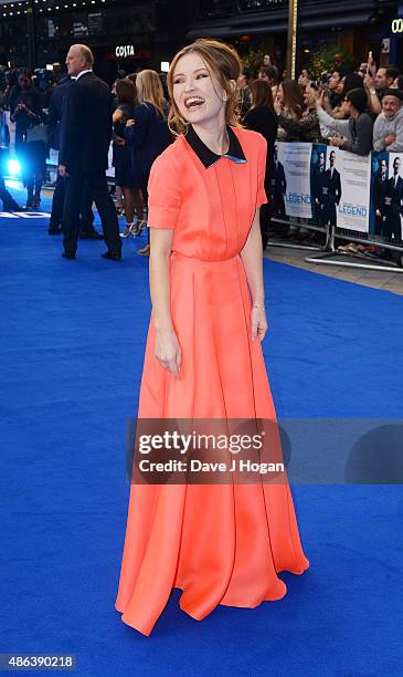 Emily Browning attends the UK Premiere of "Legend" at Odeon Leicester Square on September 3, 2015 in London, England.