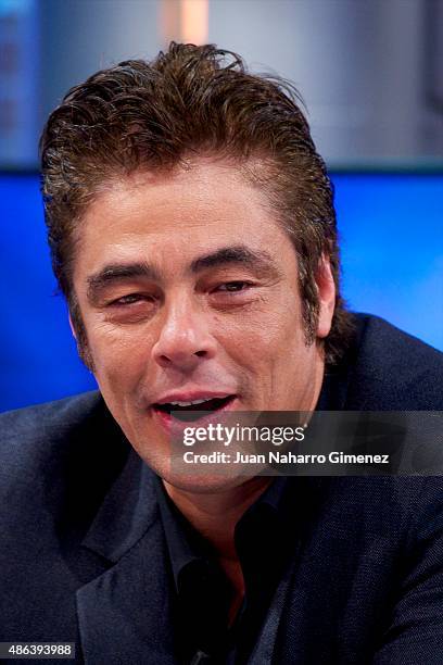 Benicio del Toro attends 'El Hormiguero' TV show at Vertice Studio on September 3, 2015 in Madrid, Spain.