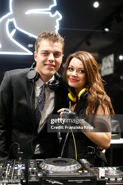 Otis Hagen and his sister Cosma Shiva Hagen alias Djane Cosmic Sista attends the Karl Lagerfeld Men's Store Opening on September 03, 2015 in Berlin,...