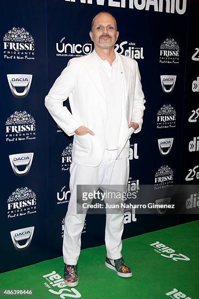 Miguel Bose attends 'Cadena Dial' 25th Anniversary photocall at Barclaycard on September 3, 2015 in Madrid, Spain.