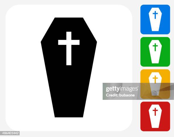 ilustrações de stock, clip art, desenhos animados e ícones de casket e cruz ícone flat design gráfico - coffin