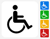 Wheel Chair User Icon Flat Graphic Design