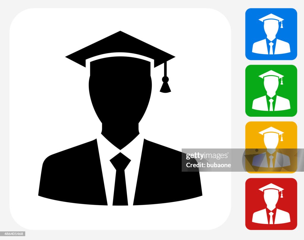 Graduation Face Icon Flat Graphic Design