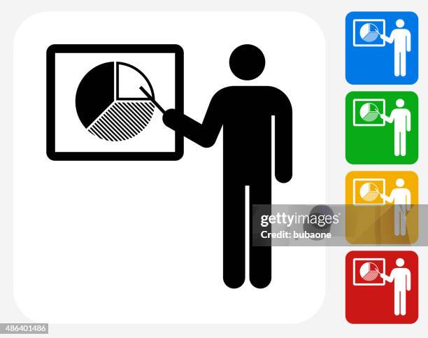 graph presentation icon flat graphic design - pointer stick stock illustrations