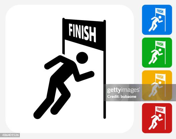 running ziellinie symbol flache grafik design - finish line stock-grafiken, -clipart, -cartoons und -symbole