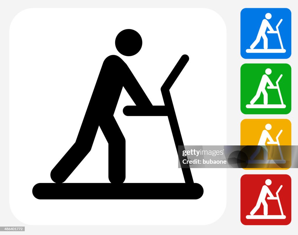 Person on The Treadmill Icon Flat Graphic Design