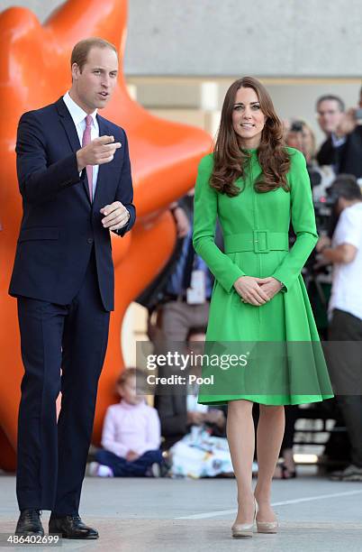 Prince William, Duke of Cambridge and Catherine, Duchess of Cambridge greet the public during their visit to the National Portrait Gallery on April...