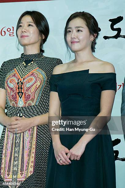 South Korean actors Jeon Hye-Jin and Moon Geun-Young attend the press conference for "Sado" at MEGA Box on September 3, 2015 in Seoul, South Korea....