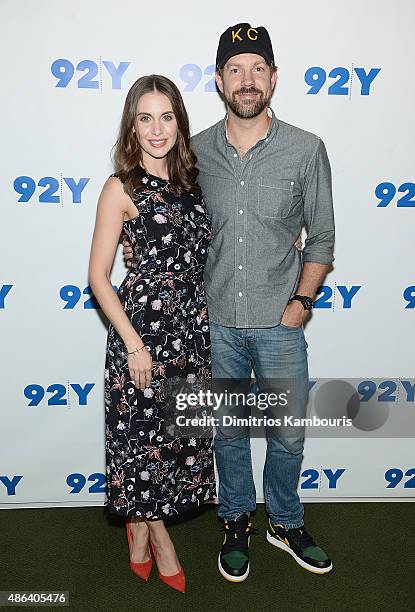 Alison Brie and Jason Sudeikis attend 92nd Street Y Presents: "Sleeping With Other People" at 92nd Street Y on September 3, 2015 in New York City.