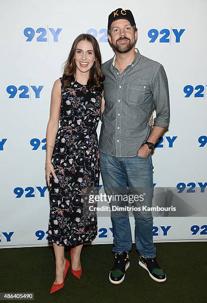 Alison Brie and Jason Sudeikis attend 92nd Street Y Presents: "Sleeping With Other People" at 92nd Street Y on September 3, 2015 in New York City.