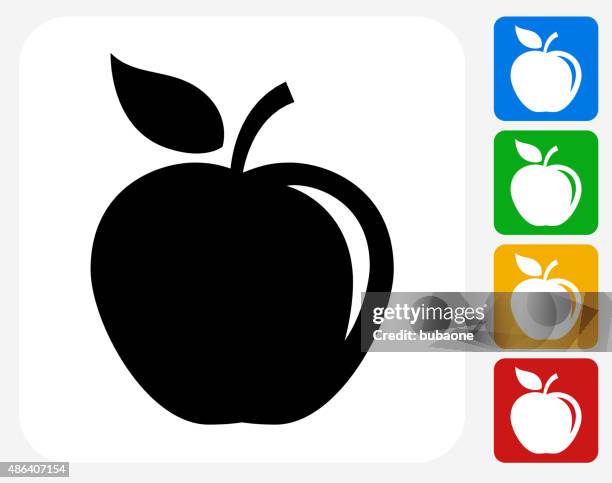 bildbanksillustrationer, clip art samt tecknat material och ikoner med apple icon flat graphic design - hälsosamt ätande