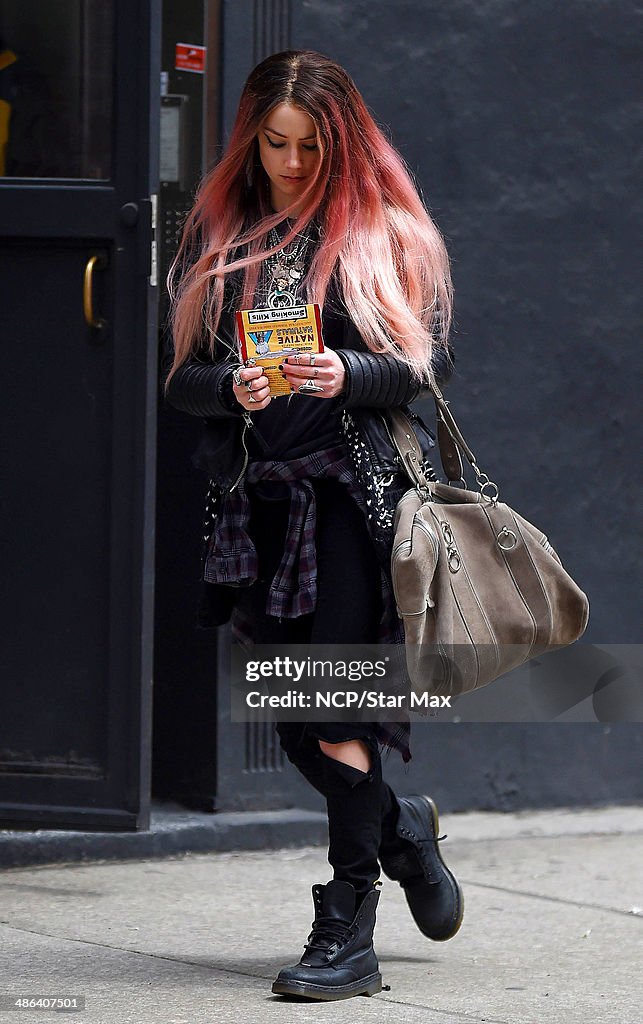 Actress Amber Heard is seen on April 23, 2014 in New York City