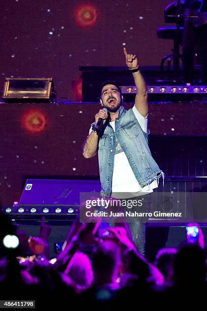 Antonio Orozco performs on stage during 'Cadena Dial' 25th Anniversary concert at Barclaycard Center on September 3, 2015 in Madrid, Spain.