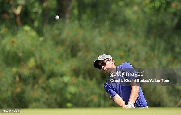 Cameron Smith of Australia in action during round one of the CIMB Niaga Indonesian Masters at Royale Jakarta Golf Club on April 24, 2014 in Jakarta,...