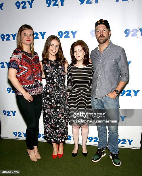 Leslye Headland, Alison Brie, Caryn James and Jason Sudeikis attend 92nd Street Y Presents: "Sleeping With Other People" at 92nd Street Y on...