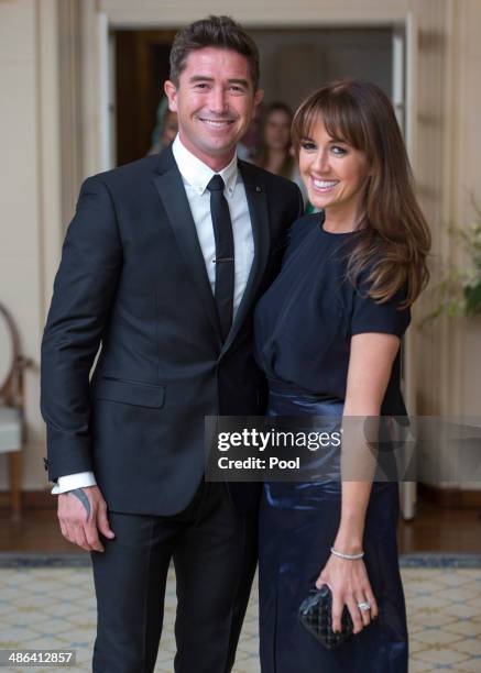 Harry Kewell and Sheree Murphy attend a reception hosted by the Governor General Peter Cosgrove and Her excellency Lady Cosgrove at Government House...