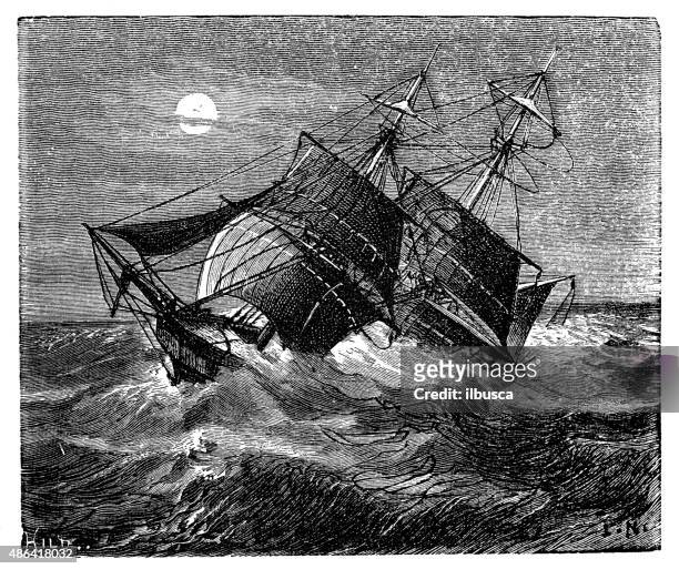 antique illustration of shipwreck - shipwreck 幅插畫檔、美工圖案、卡通及圖標