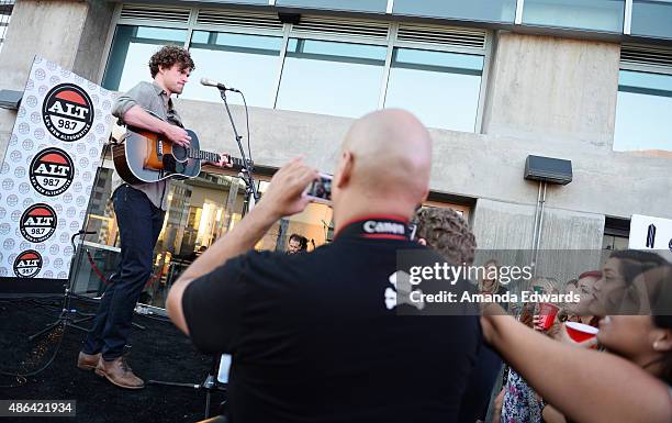 Musician Vance Joy performs on the ALT 98.7FM Penthouse stage at The WaterMarke Tower on September 3, 2015 in Los Angeles, California.