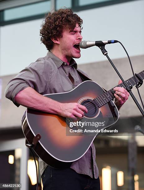 Musician Vance Joy performs on the ALT 98.7FM Penthouse stage at The WaterMarke Tower on September 3, 2015 in Los Angeles, California.