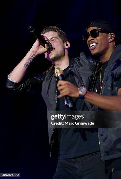 Tony Oller and Malcolm Kelley of MKTO perform live on April 24, 2014 in Brisbane, Australia.