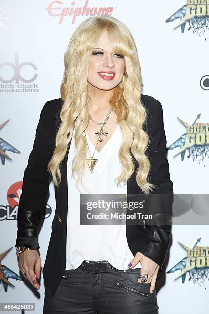 Orianthi arrives at the 6th Annual Revolver Golden Gods Award Show held at Club Nokia on April 23, 2014 in Los Angeles, California.