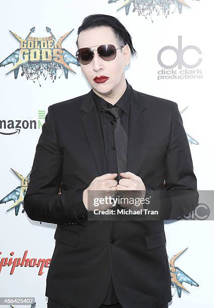 Marilyn Manson arrives at the 6th Annual Revolver Golden Gods Award Show held at Club Nokia on April 23, 2014 in Los Angeles, California.