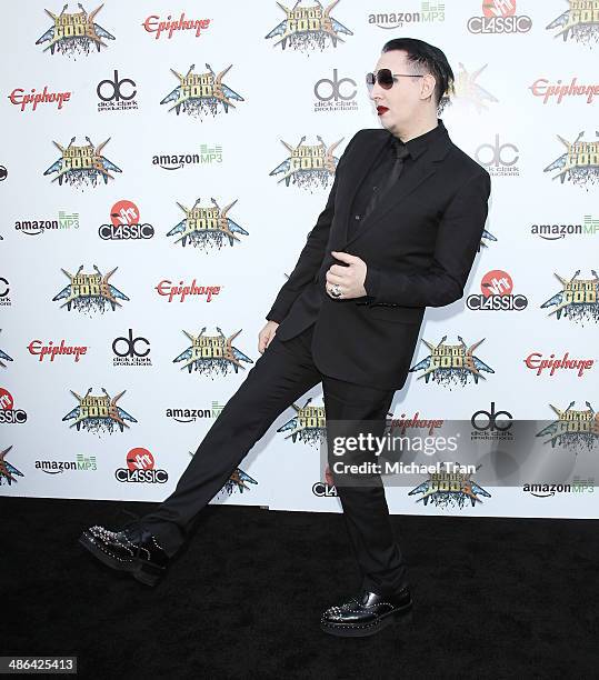 Marilyn Manson arrives at the 6th Annual Revolver Golden Gods Award Show held at Club Nokia on April 23, 2014 in Los Angeles, California.