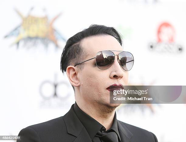 Marilyn Manson arrives at the 6th Annual Revolver Golden Gods Award Show held at Club Nokia on April 23, 2014 in Los Angeles, California.
