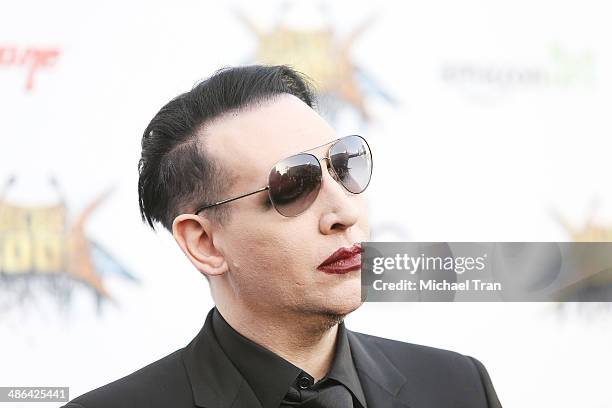 Marilyn Manson arrives at the 6th Annual Revolver Golden Gods Award Show held at Club Nokia on April 23, 2014 in Los Angeles, California.