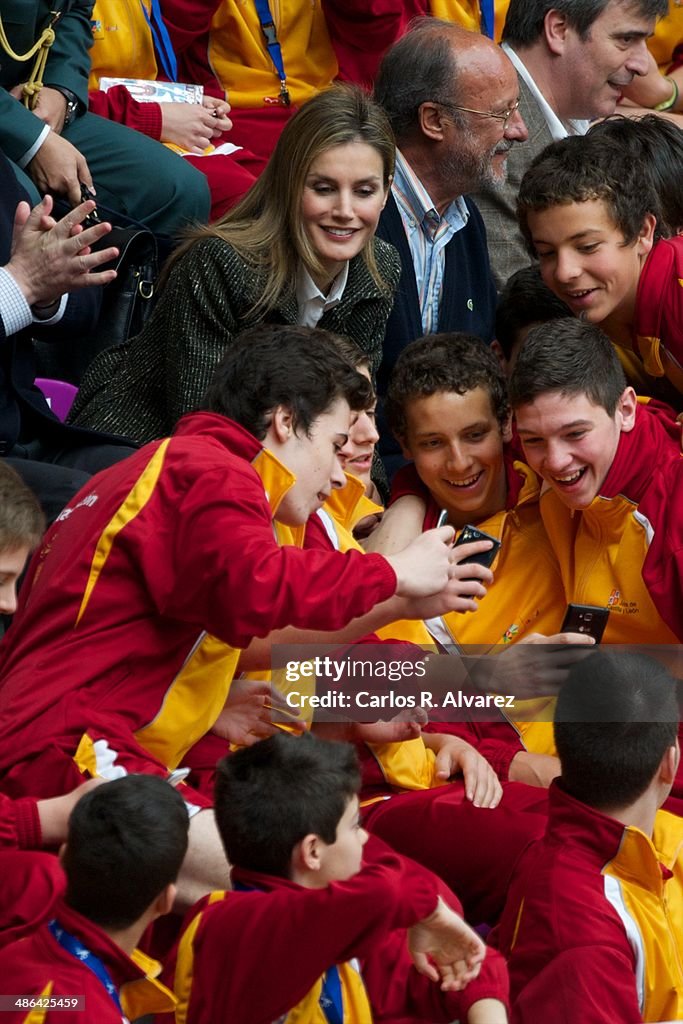 Princess Letizia of Spain Attends 'Volleyball Spanish Scholarship Competition' 2014 in Valladolid