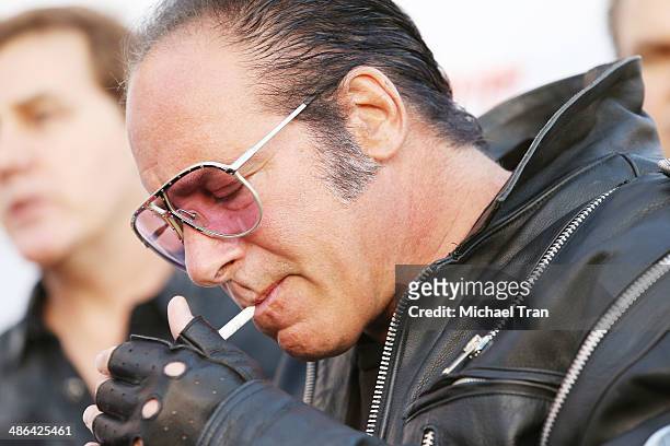 Andrew Dice Clay arrives at the 6th Annual Revolver Golden Gods Award Show held at Club Nokia on April 23, 2014 in Los Angeles, California.