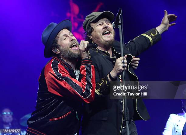 Jovanotti and Zucchero perform at The Theater at Madison Square Garden on April 23, 2014 in New York City.