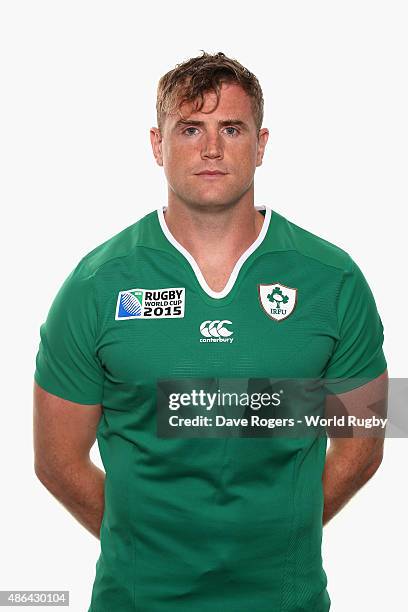 Jamie Heaslip of Ireland poses for a portrait during the Ireland Rugby World Cup 2015 squad photocall on June 28, 2015 in Maynooth, Ireland.