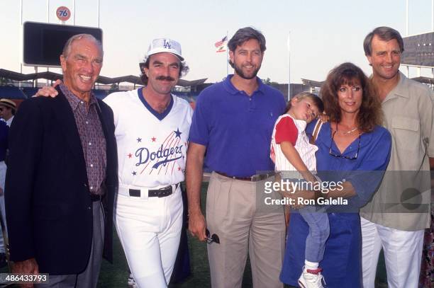 Actor Tom Selleck, father Robert, brother Daniel, sister Martha and son Logan and brother Robert Jr. Attend the 35th Annual "Hollywood Stars Night"...