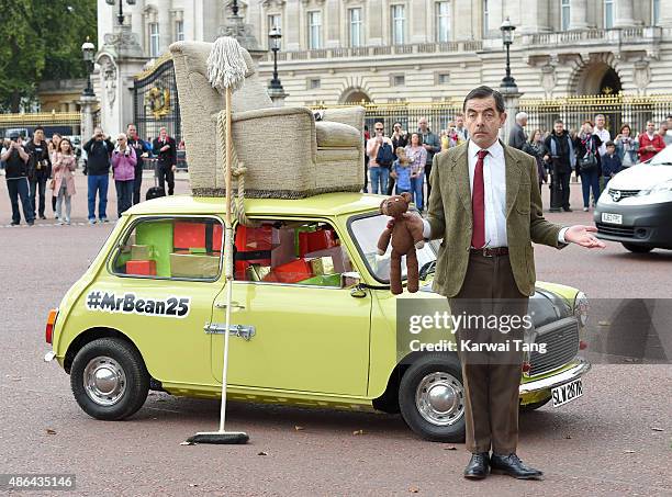 Rowan Atkinson as Mr Bean celebrates 25 years at Buckingham Palace on September 4, 2015 in London, England.