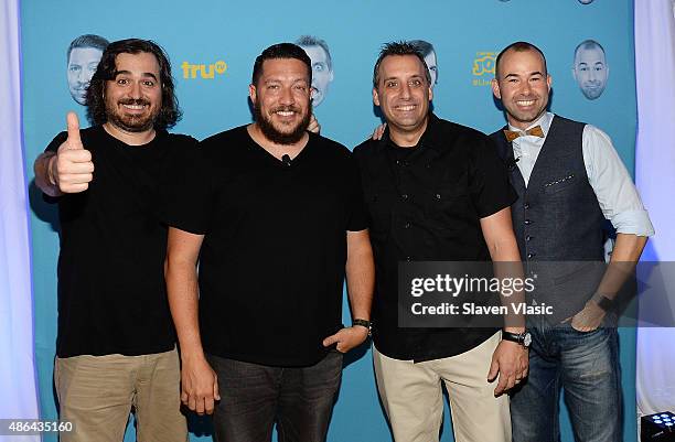 Brian 'Q' Quinn, Salvatore 'Sal' Vulcano, Joseph 'Joe' Gatto, James 'Murr' Murray attend the Impractical Jokers 100th Episode Live Punishment Special...