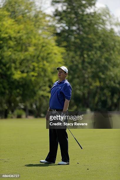 Henry takes his second shot on the 10th during Round One of the Zurich Classic of New Orleans at TPC Louisiana on April 24, 2014 in Avondale,...