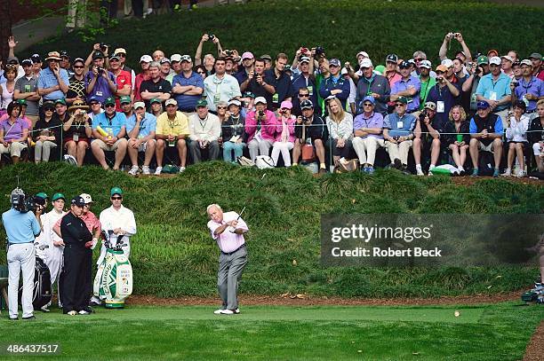 Masters Preview: Arnold Palmer in action during Par 3 Tournament on Wednesday at Augusta National. Augusta, GA 4/9/2014 CREDIT: Robert Beck